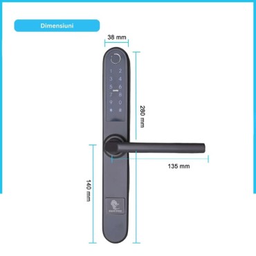MONACO TITAN încuietoare smart cu amprentă, Bluetooth, WiFi, cod PIN, card RFID, cheie