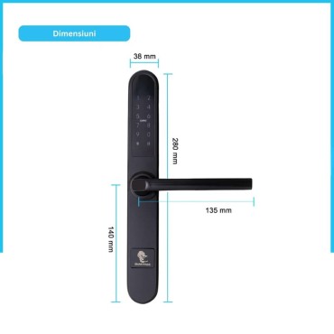 PARIS BLACK încuietoare inteligentă cu Bluetooth, WiFi, PIN, card RFID, cheie