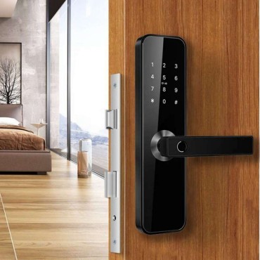 ROMA BLACK încuietoare smart cu amprentă, Bluetooth, WiFi, cod PIN, card RFID, cheie