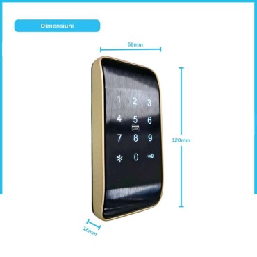 Încuietoare de mobilă M12 Auriu TTLock Cod Pin, Card	