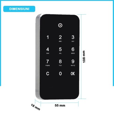 M10 Încuietor electronic pentru mobilă, cod de unică folosință, gri 