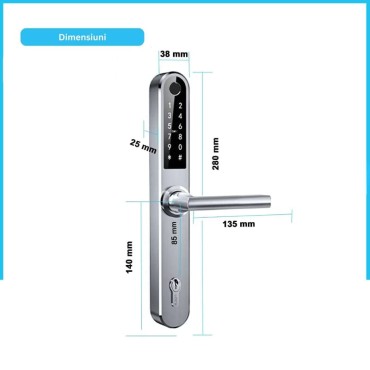 MONACO SILVER C85 yala smart cu amprentă, Bluetooth, WiFi, cod PIN, card RFID, cheie